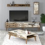Hanah Home Valensiya Conjunto de Muebles de Salón Nogal, Blanco y Mármol